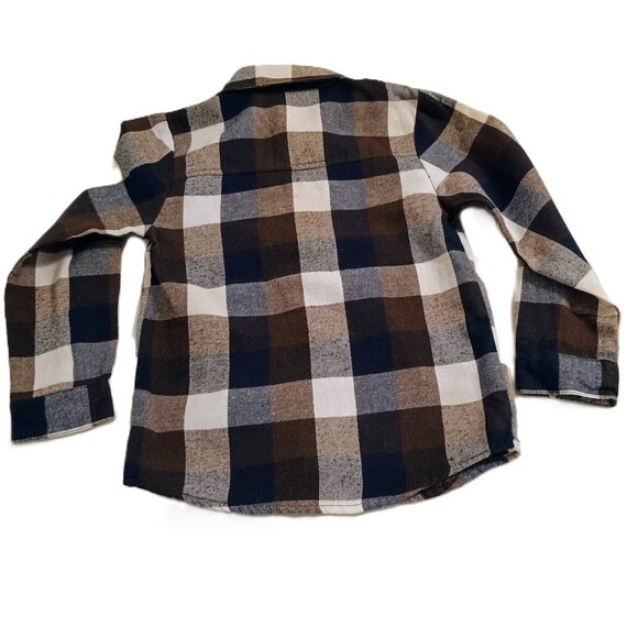 EUC: Boys' sz 3T Black & Brown Flannel Plaid (see description on sz) - Picture 2 of 5